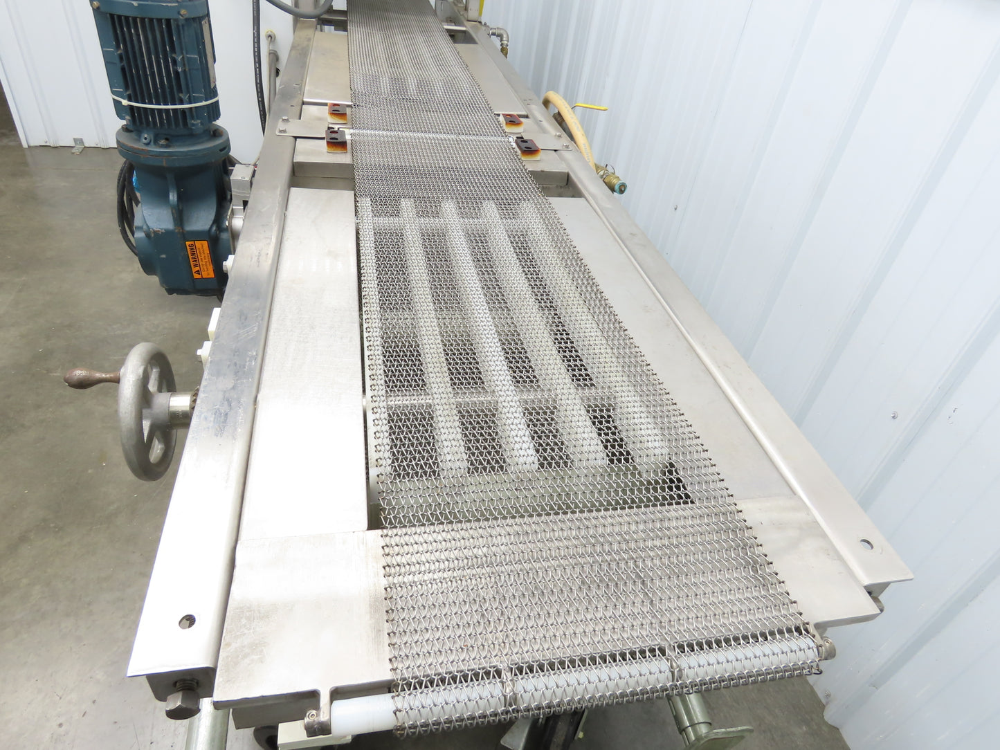 Apache Mepaco 10' 4" Sanitary Washdown Conveyor 12"Mesh Belt 480V Variable Speed