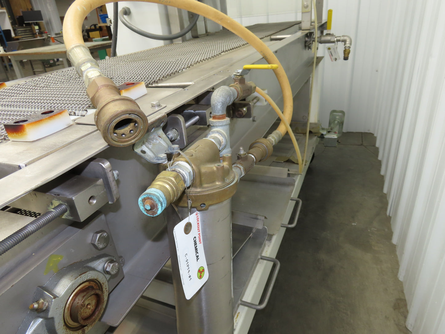 Apache Mepaco 10' 4" Sanitary Washdown Conveyor 12"Mesh Belt 480V Variable Speed