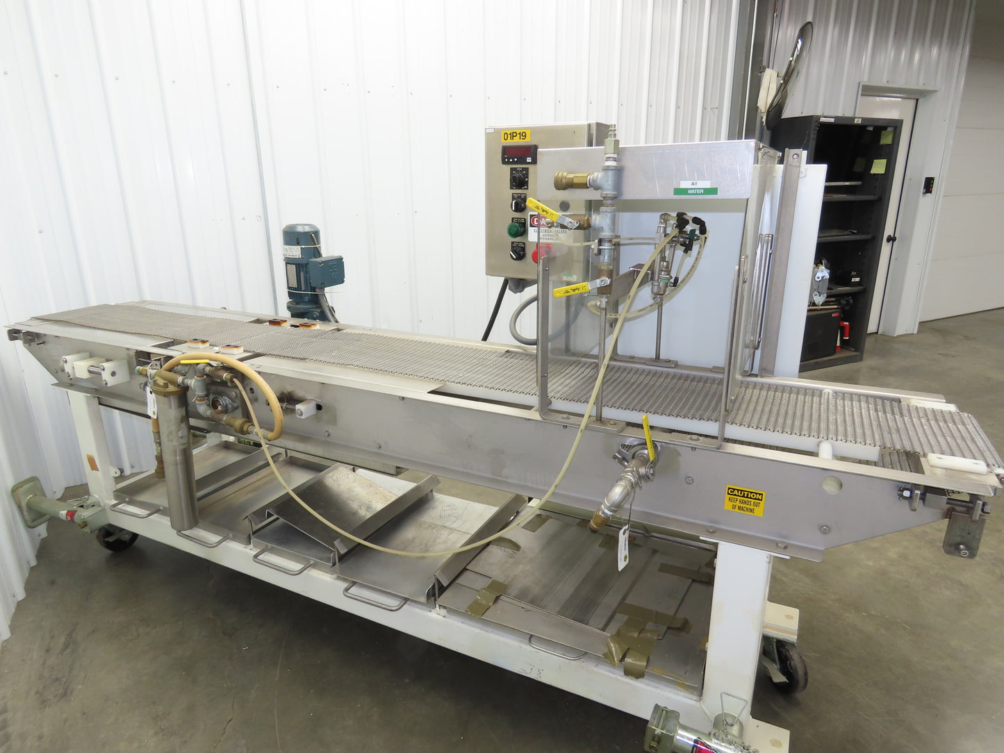 Apache Mepaco 10' 4" Sanitary Washdown Conveyor 12"Mesh Belt 480V Variable Speed