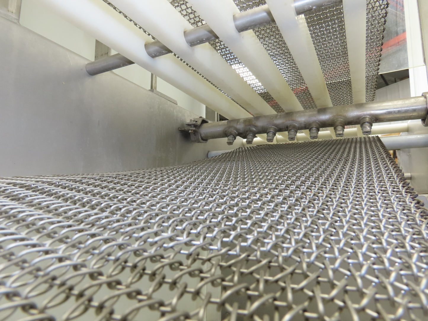 Apache Mepaco 10' 4" Sanitary Washdown Conveyor 12"Mesh Belt 480V Variable Speed