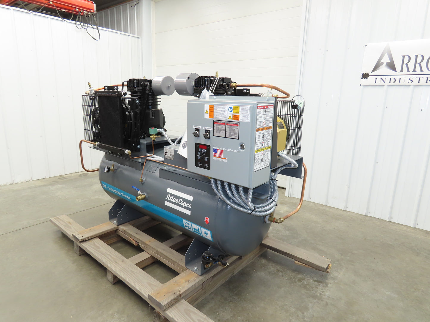 Atlas Copco CR7.5 Reciprocating Duplex Air Compressor 51CFM 7.5HP 3Ph 120 Gal