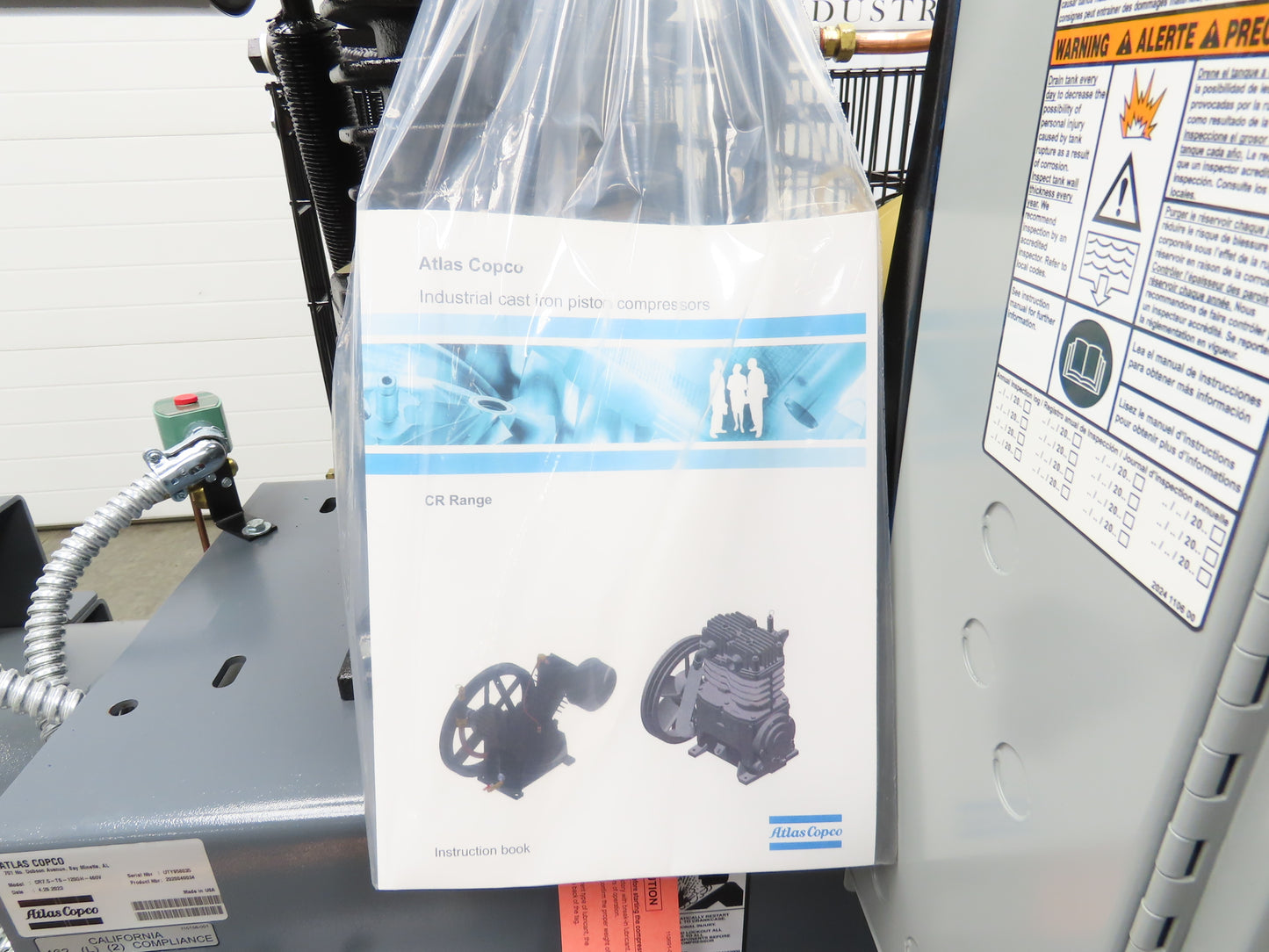 Atlas Copco CR7.5 Reciprocating Duplex Air Compressor 51CFM 7.5HP 3Ph 120 Gal