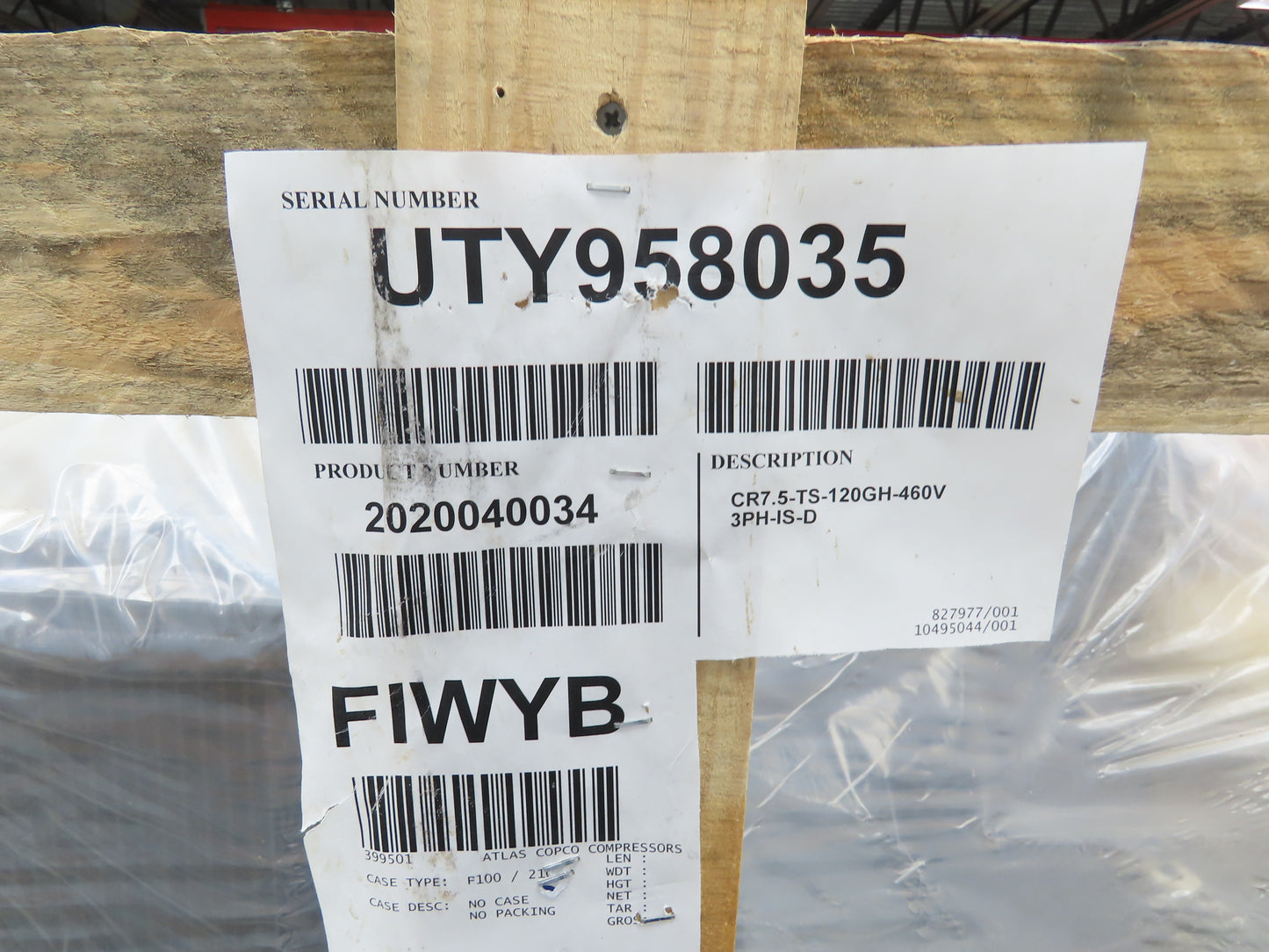 Atlas Copco CR7.5 Reciprocating Duplex Air Compressor 51CFM 7.5HP 3Ph 120 Gal