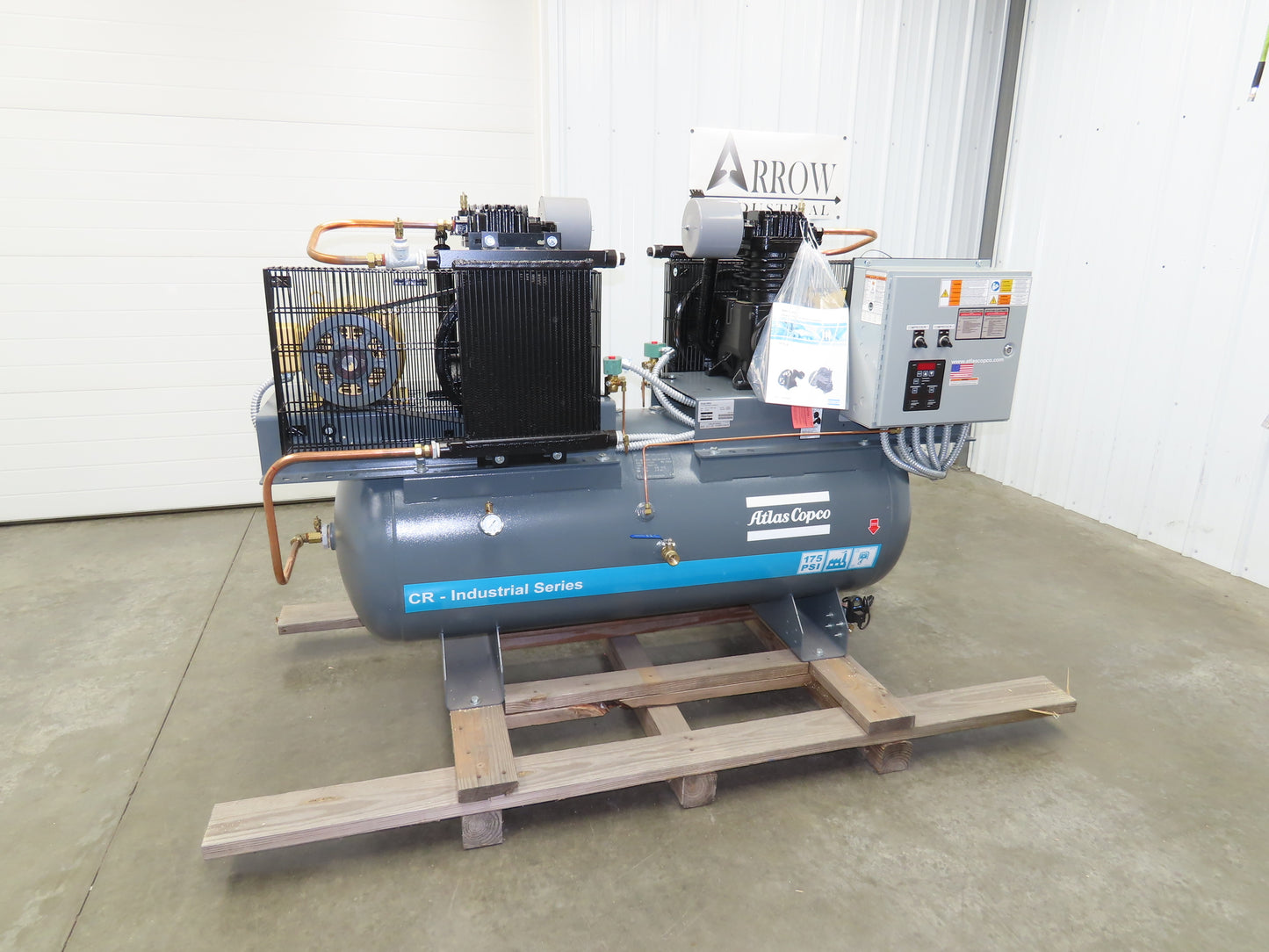 Atlas Copco CR7.5 Reciprocating Duplex Air Compressor 51CFM 7.5HP 3Ph 120 Gal