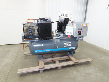 Atlas Copco CR7.5 Reciprocating Duplex Air Compressor 51CFM 7.5HP 3Ph 120 Gal