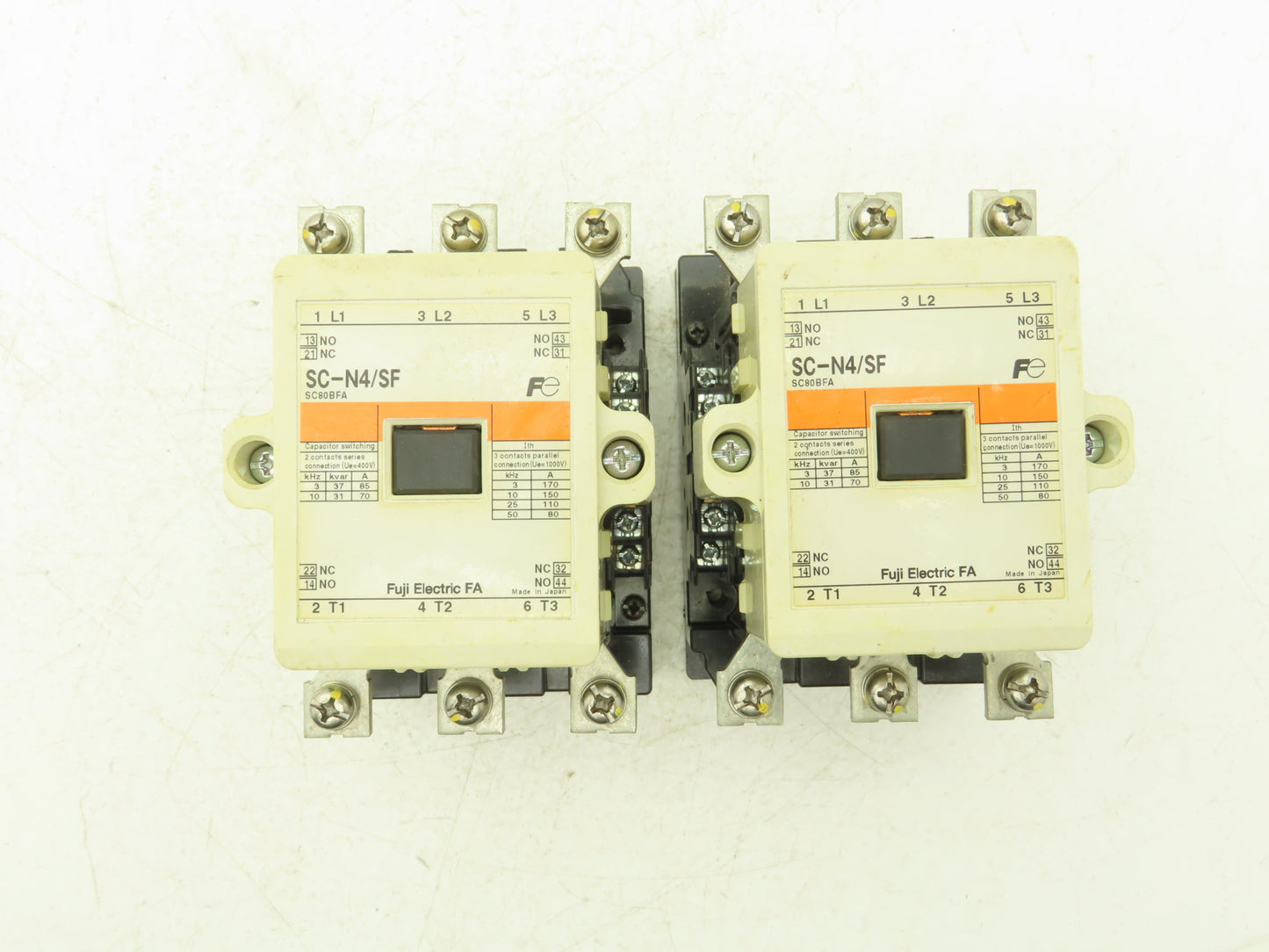 Fuji Electric SC-N4/SF Motor Starter Contactor 80A 600V 3 Pole Lot of 2
