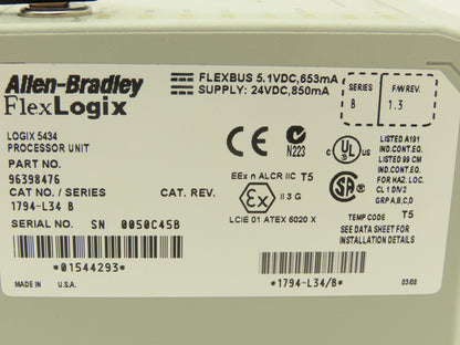 Allen Bradley 1794-L34 Flex Logix 5434 Processor Unit Ser B 96398476