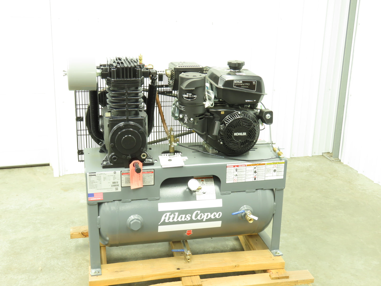 Atlas Copco CR7.5 Two-Stage Horizontal Air Compressor 7.5HP Kohler 30 Gal 175PSI
