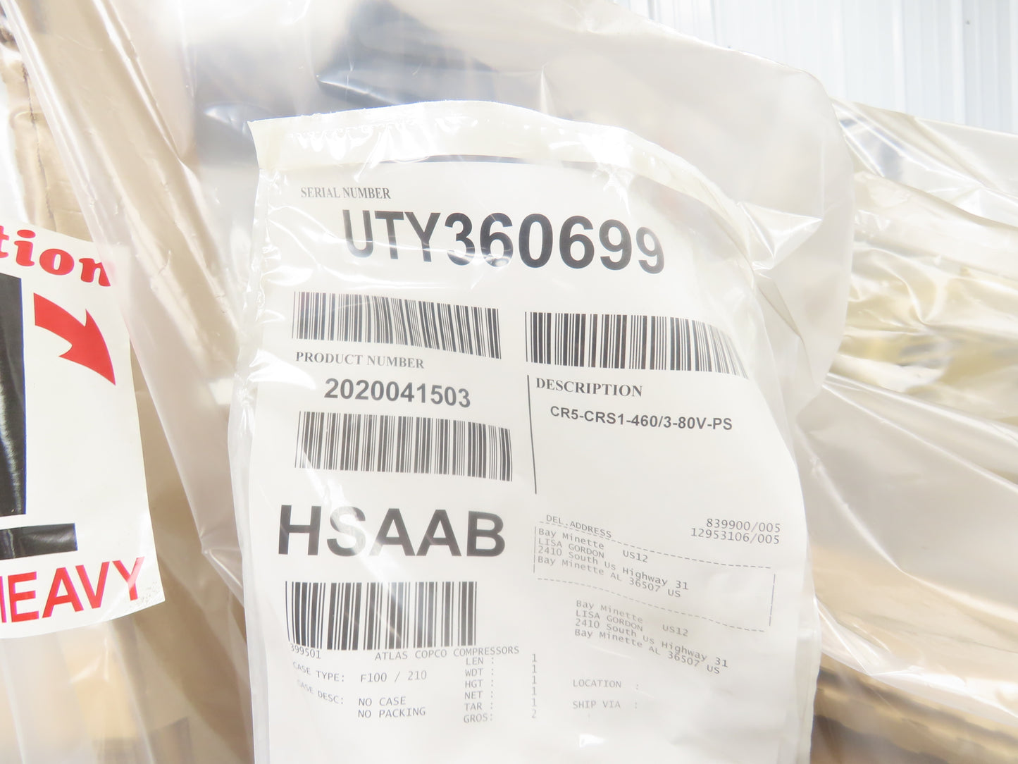 Atlas Copco CR5 Reciprocating Air Compressor 17.4CFM 5HP 460V 3Ph 80 Gal