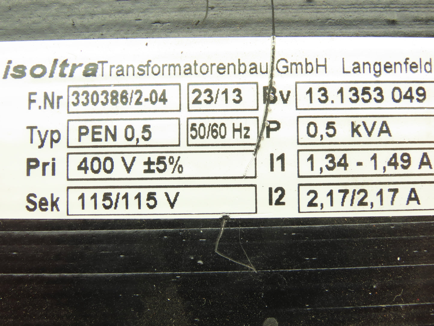 Isoltra Step-Down Power Transformer Primary .5kVA 400V Secondary 115V 1Ph