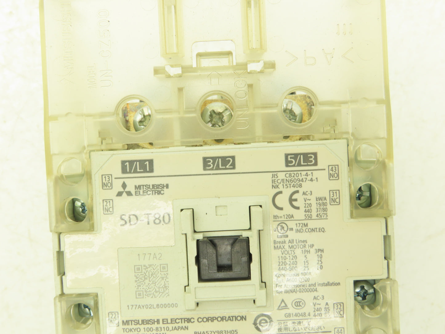 Mitsubishi SD-T80 Motor Starter Contactor 3Ph 50Hp 600V 100A 24VDC Coil