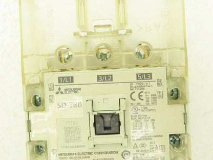 Mitsubishi SD-T80 Motor Starter Contactor 3Ph 50Hp 600V 100A 24VDC Coil