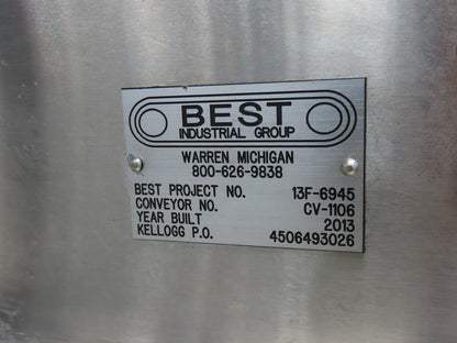 Best Industrial 12"x 57" Stainless Washdown Portable Belt Conveyor 480V 3PH