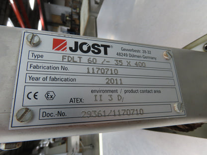 Jost FDLT 60/-35x400 Vibratory Hopper Dosing Feeder Discharge Conveyor Cart 115V