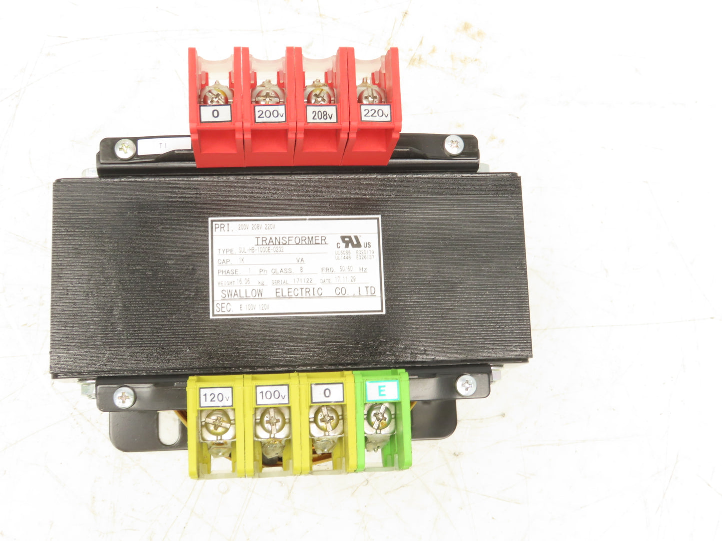 Swallow Step-Down Power Transformer 1kVA Pri 200-208-220V Sec 100-120V 1Ph
