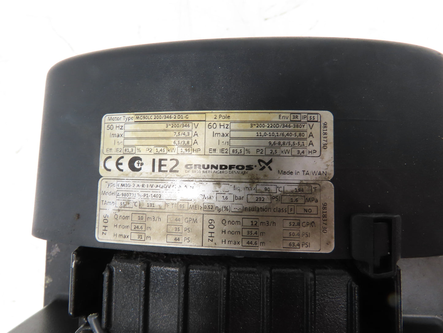 Grundfos CM10-2-A-R-I-V-AQQV G-A-A-N Stainless Centrifugal Pump 3.4Hp 220V 3PH