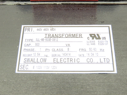 Swallow Step-Down Power Transformer 500VA Pri 440-460-480V Sec 100-110-120V 1Ph