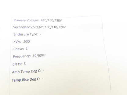 Swallow Step-Down Power Transformer 500VA Pri 440-460-480V Sec 100-110-120V 1Ph