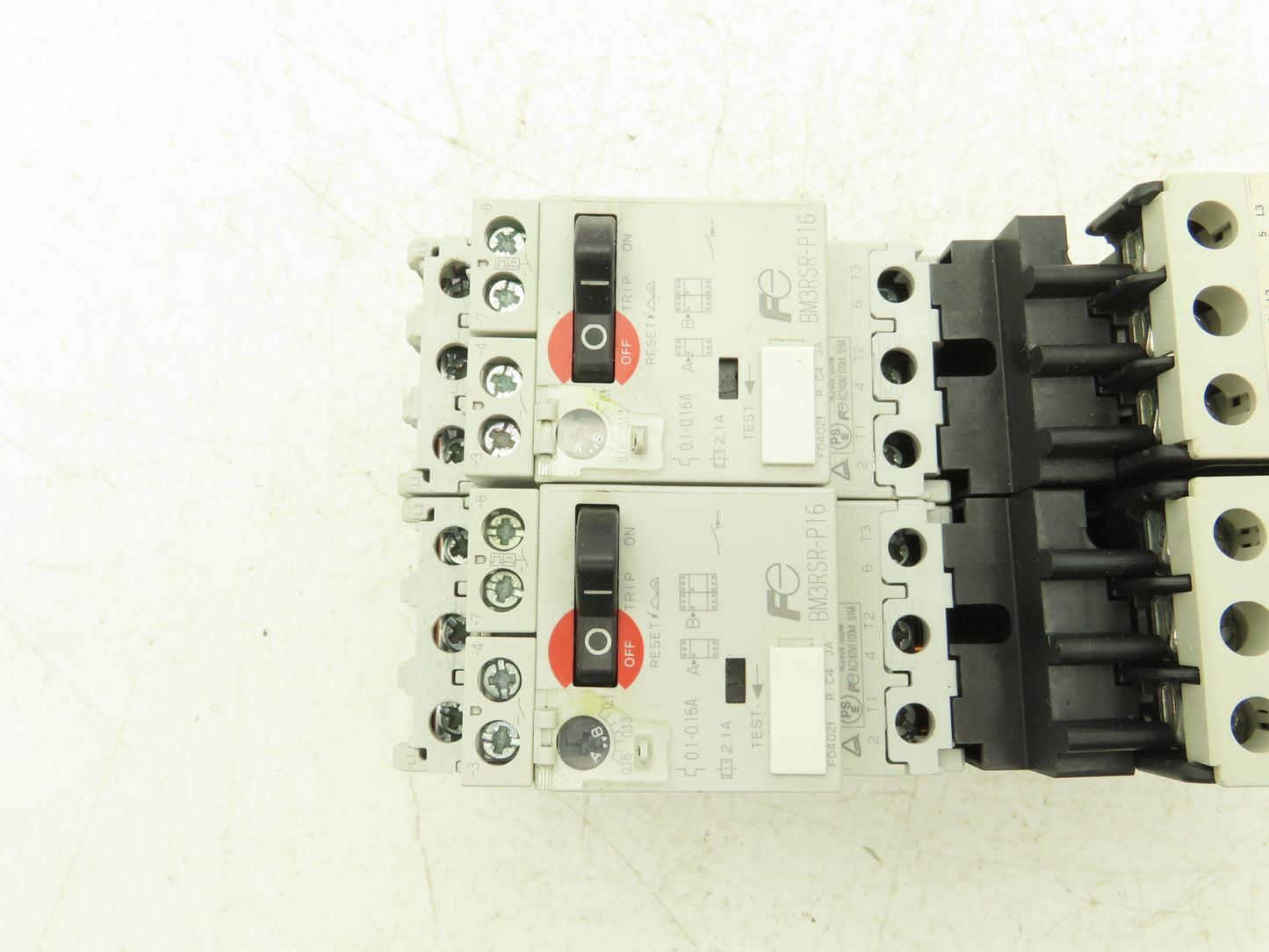 Fuji Elec BM3RSR-P16 Manual Starter .1-.16A  Adj Overload w Contactor Lot of 2