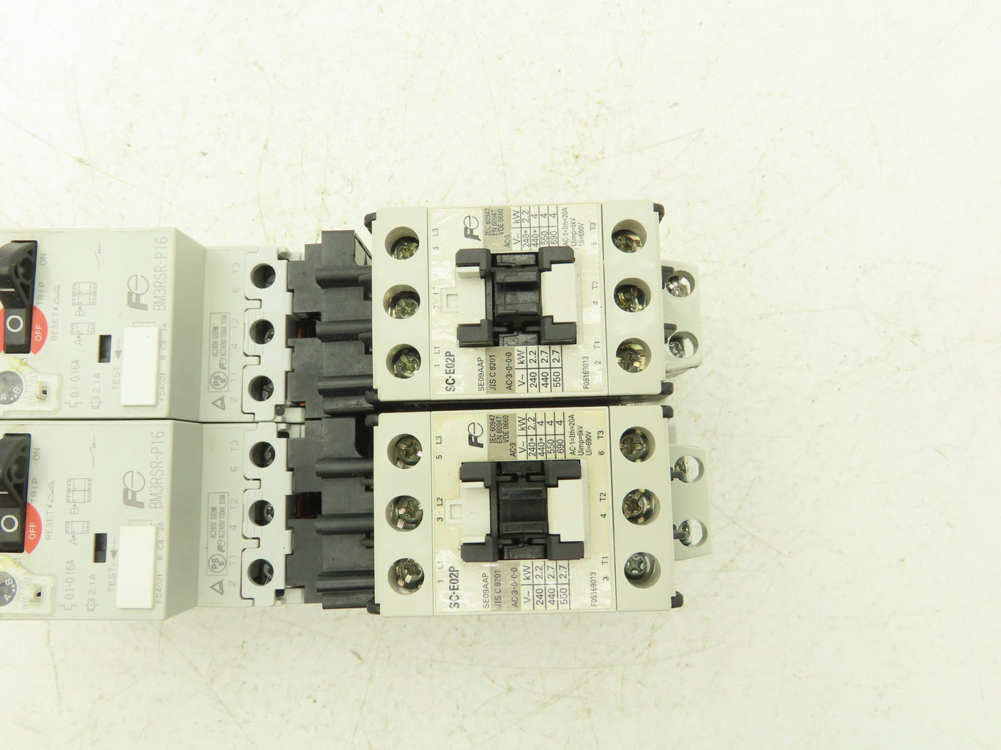 Fuji Elec BM3RSR-P16 Manual Starter .1-.16A  Adj Overload w Contactor Lot of 2