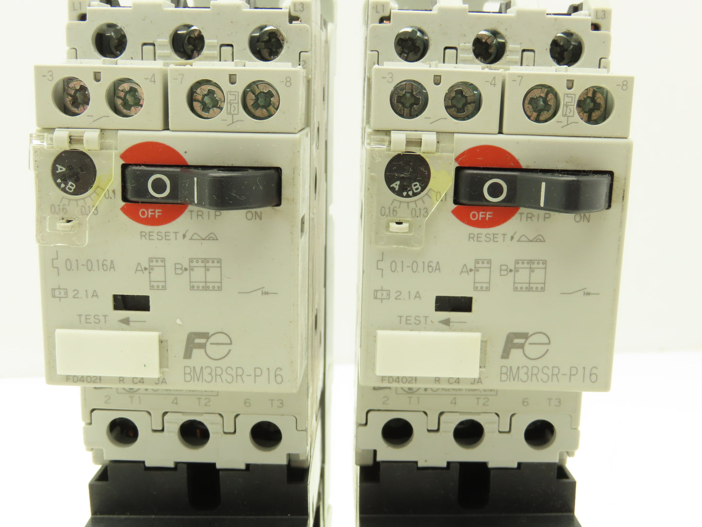 Fuji Elec BM3RSR-P16 Manual Starter .1-.16A  Adj Overload w Contactor Lot of 2