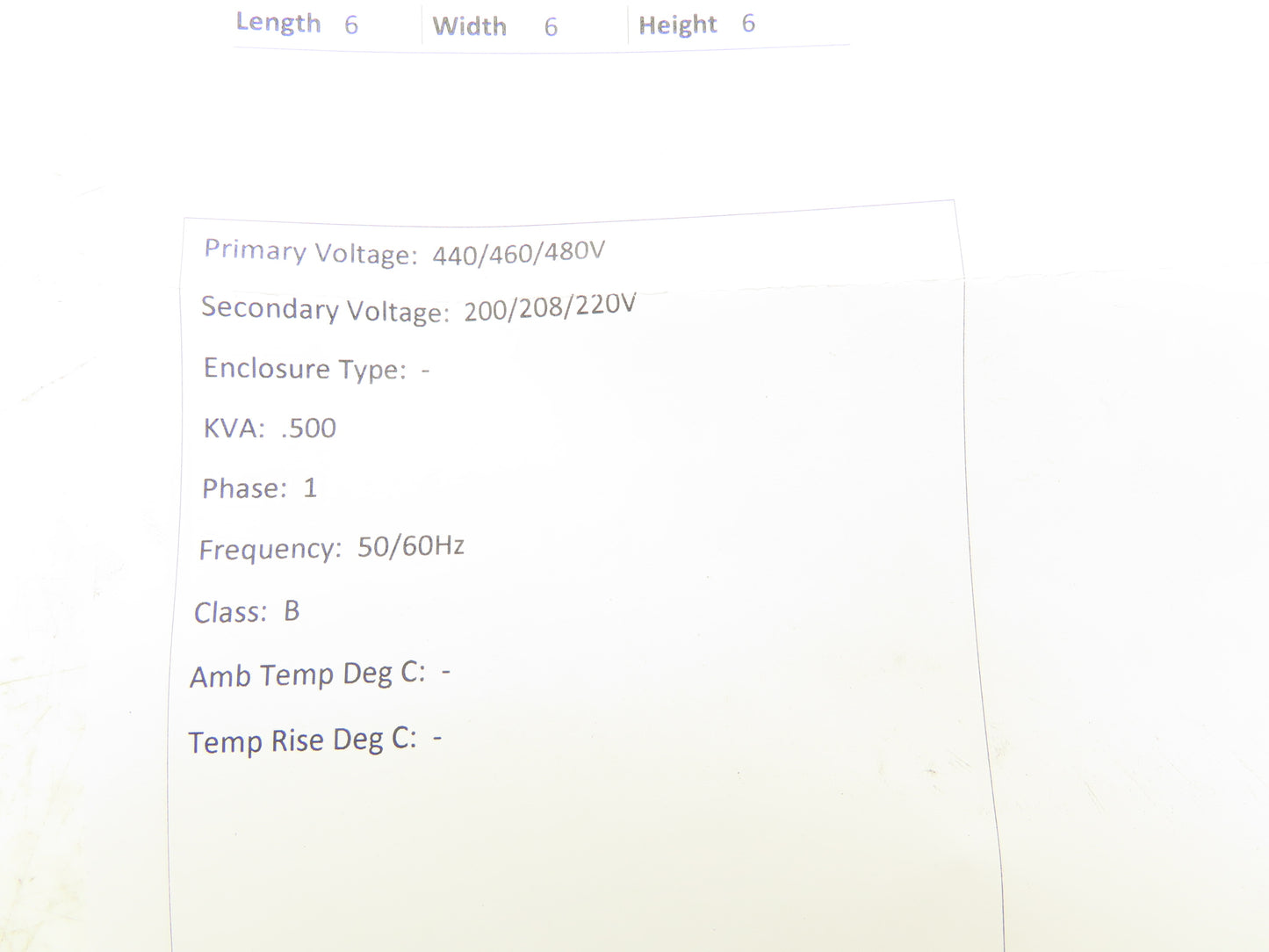 Swallow Step-Down Power Transformer 500VA Pri 440-460-480V Sec 200-208-220V 1Ph