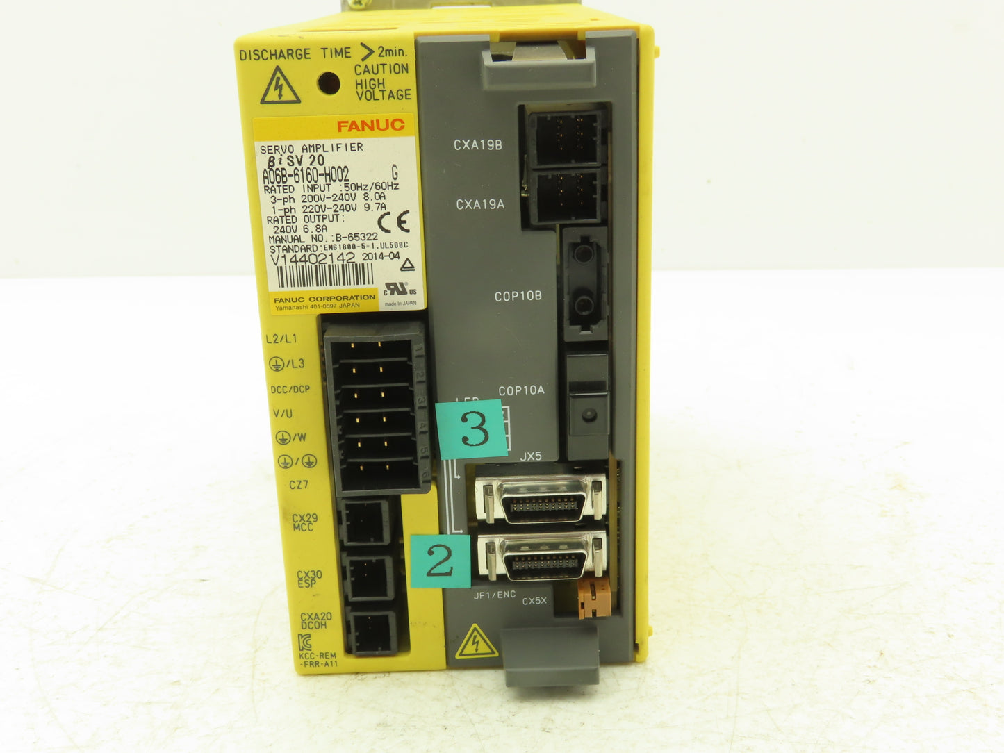 Fanuc A06B-6160-H002 Servo Drive Amplifier Module 240VAC 6.8A Rev G BiSV 20