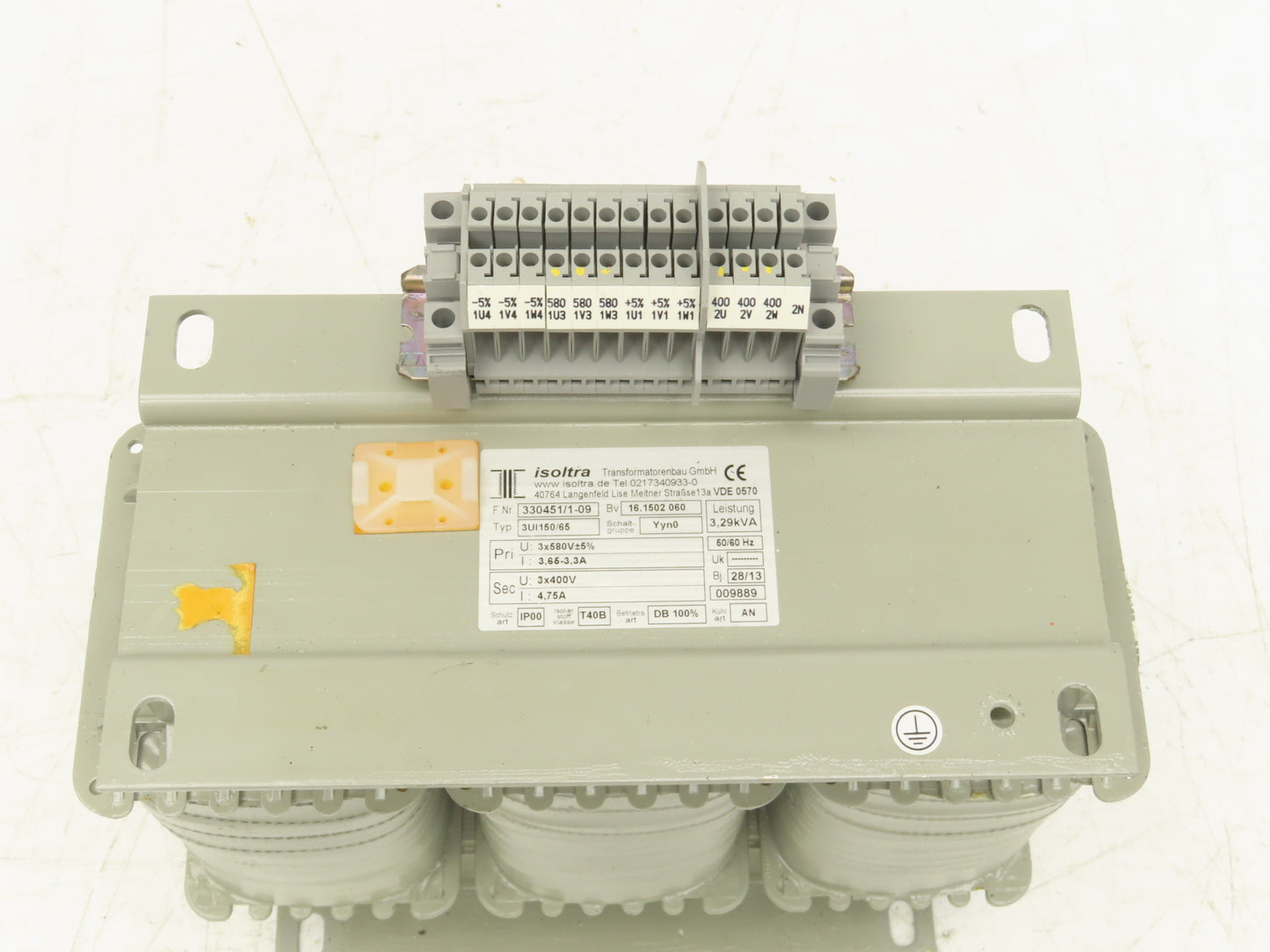 Isoltra 3 Phase Transformer 3.29kVA 580V ±5% Primary 400V Secondary 3UI150/65