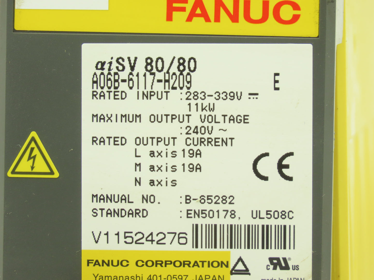 Fanuc A06B-6117-H209 Servo Drive Amplifier Module 11kW 240V aiSV 80/80 Rev E