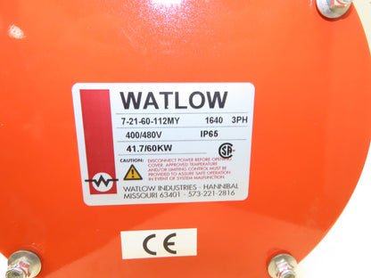 Watlow Watrod 7-21-60-112MY Immersion Heater 60kw 480V 3PH 316SS 6" Flange 41"L