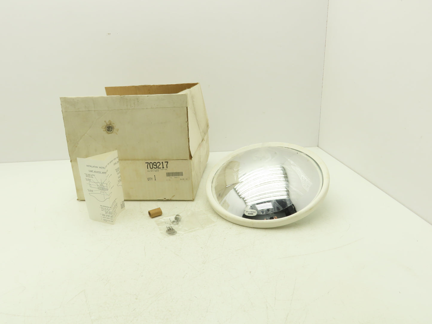 Velvac 709217 10" Center Mount Convex Mirror White Back Mounting Stud 5/16"-18