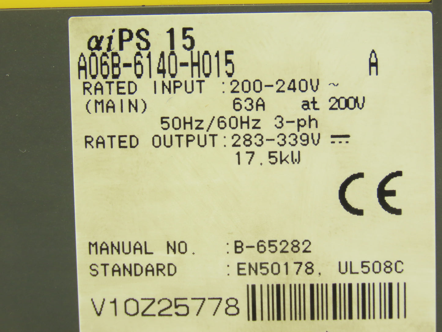 Fanuc A06B-6140-H015 Servo Drive Amplifier Module 17.5kW 240V aiPS 15 Rev A