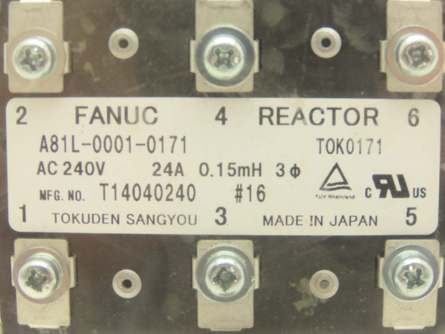 FANUC A81L00010171 A81L-0001-0171 Line Reactor 0.15mH 24A 240VAC 3Ph