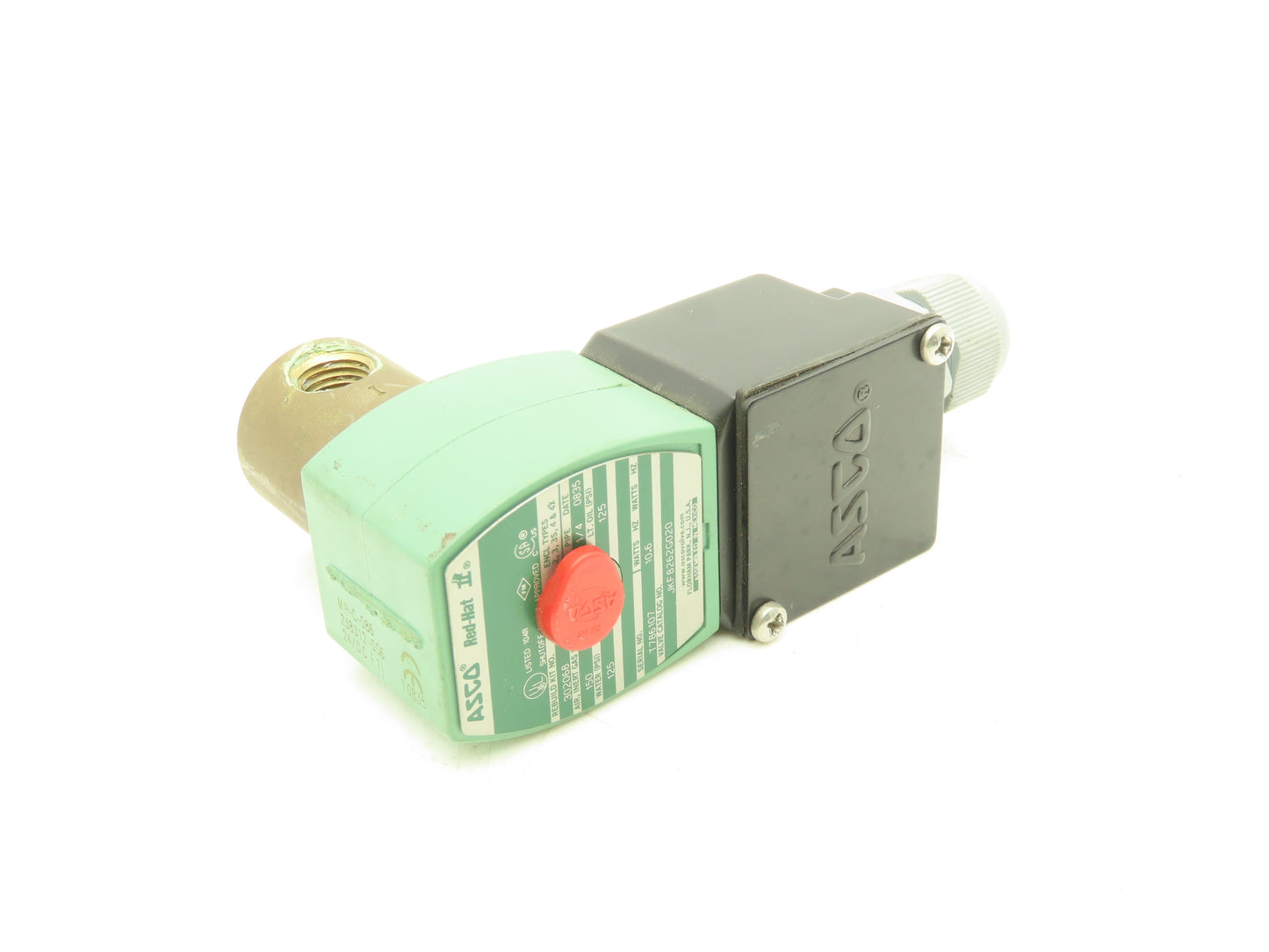 Asco Red Hat JKF8262G020 Brass Solenoid Valve 2-Way 1/4"NPT 24VDC NC