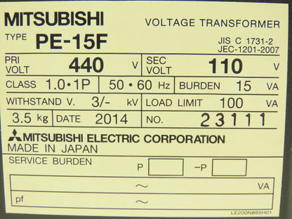 Mitsubishi PE-15F Step-Down Power Transformer 15VA HV 440V LV 110V