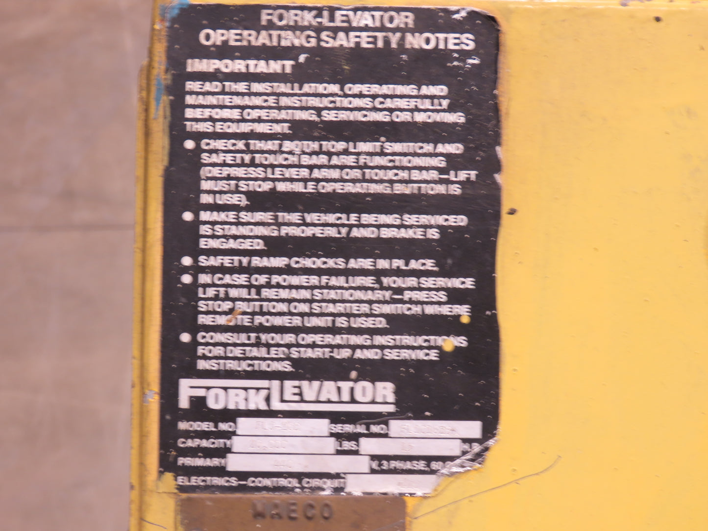 Forklevator Forklift Four Post Mechanical Service Lift 20000lbs 102x60" 3Ph