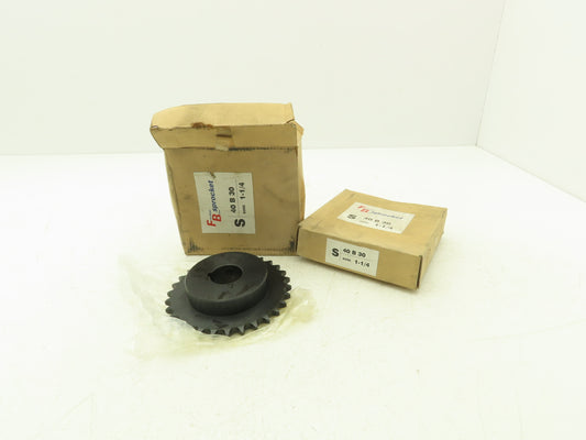 Finished Bore S40 B 30H Roller Chain Sprocket 30 Tooth #40 1-1/4"ID Lot of 2