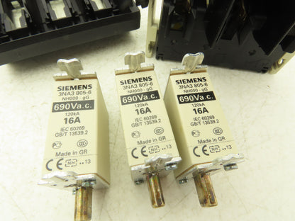 Jean Muller NH00-160A Fuse Switch Disconnector 3 Pole 690V 160A w (3) 16A Fuses