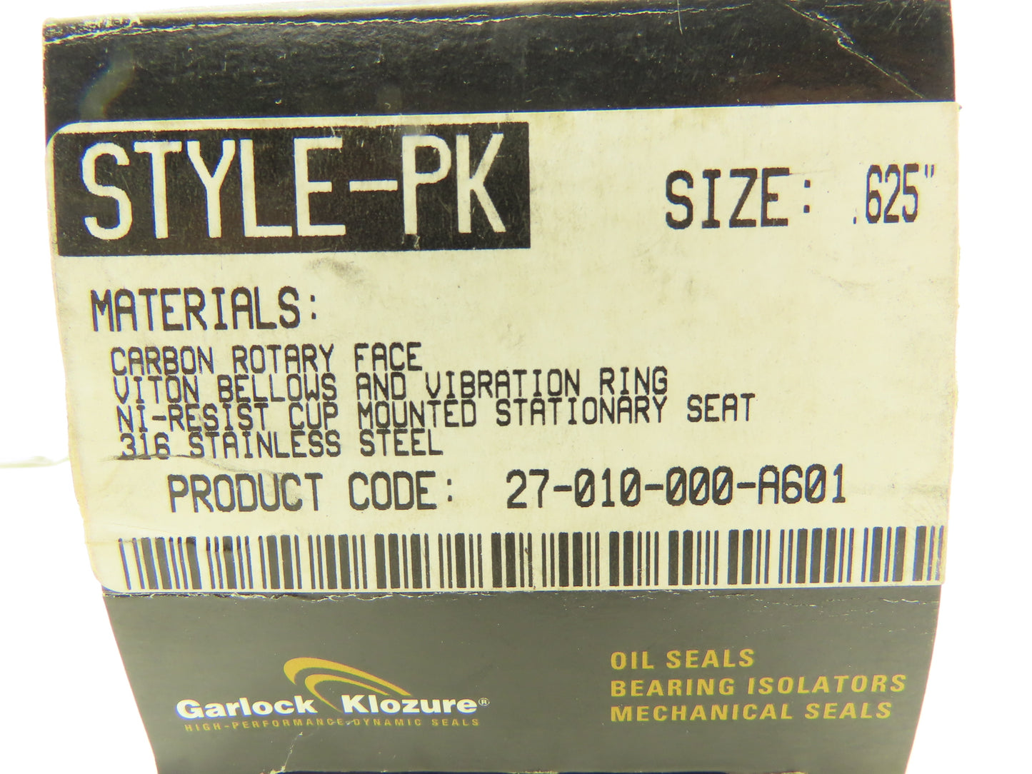 Garlock Klozure 27-010-000-A601 .625" PK Mechanical Seal 5/8" Shaft