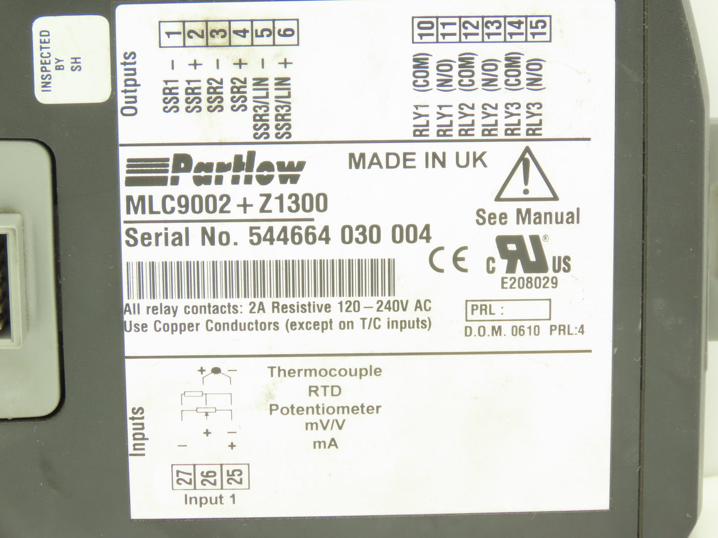 Parlow MLC9002+Z1300 Multi-Loop RTD Control Module 120-240VAC
