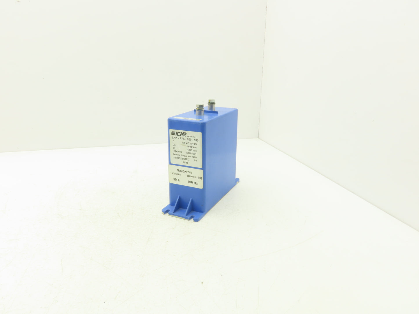 ICAR LNK-P7X-200-180 Capacitor 1800VDC 1250VAC 50A 360Hz Rated Voltage 450 Ums