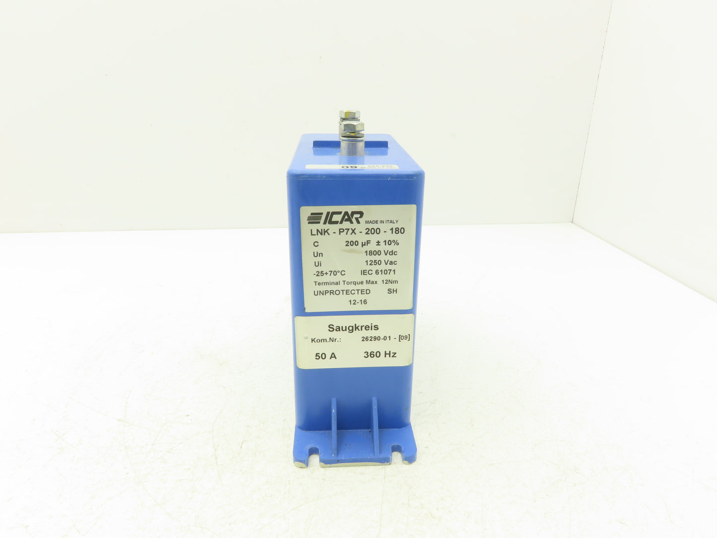 ICAR LNK-P7X-200-180 Capacitor 1800VDC 1250VAC 50A 360Hz Rated Voltage 450 Ums
