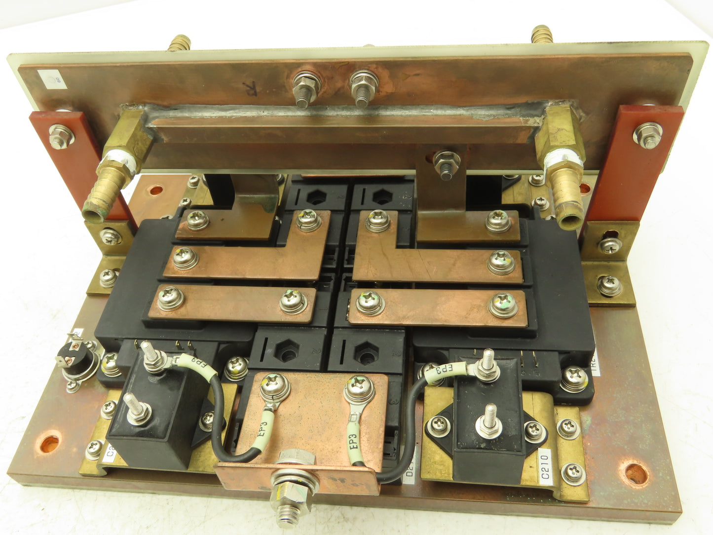 Water Cooling Block Solid Copper Base CPUs Resistors 1/4"NPT Fittings 2 Circuits