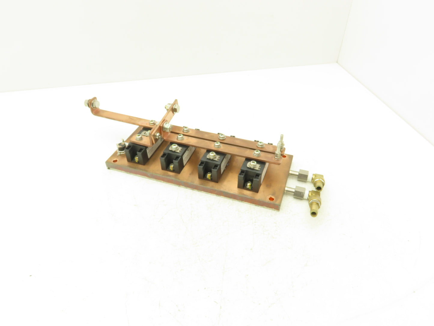 Water Cooling Block Solid Copper Base CPUs & Resistors 1/4"NPT Fittings Busbar