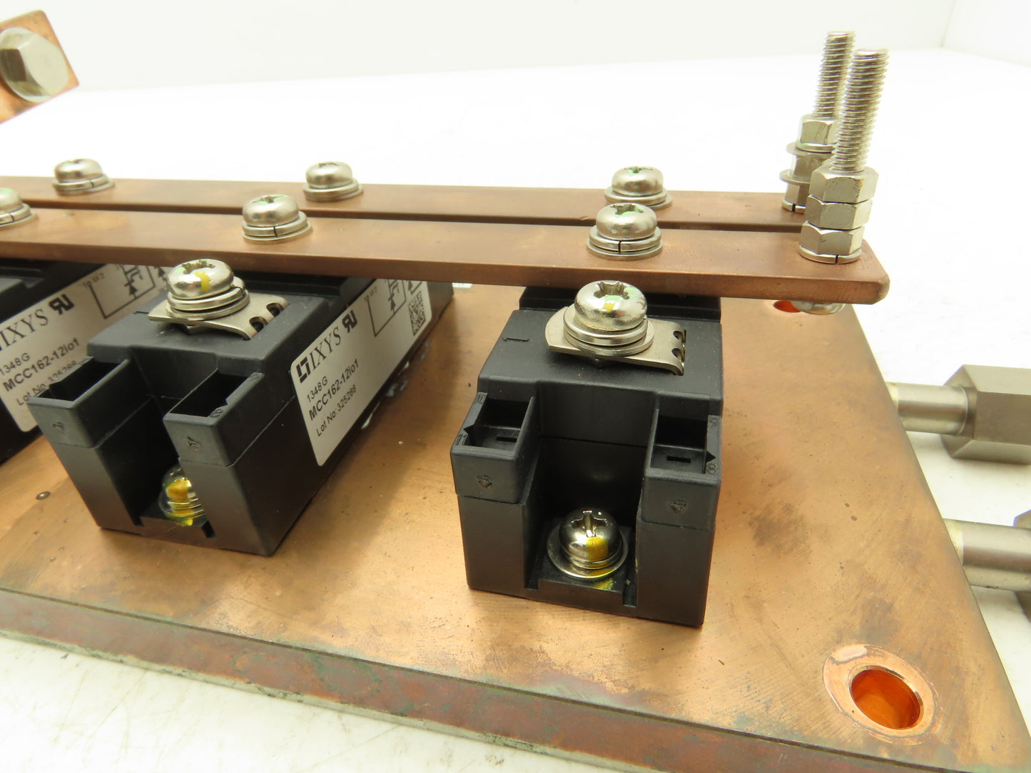Water Cooling Block Solid Copper Base CPUs & Resistors 1/4"NPT Fittings Busbar