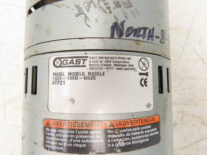 Gast 1423-103Q-G625 Compressor Vacuum Pump 1Hp 13.2CFM 230/460V 3PH 3/8"NPT