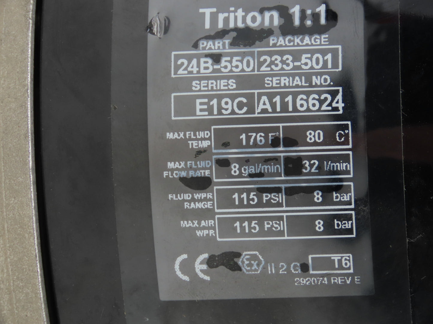 Graco 24B-550 Triton 1:1 Air Operated Diaphragm Spray Pump 115psi 8gpm