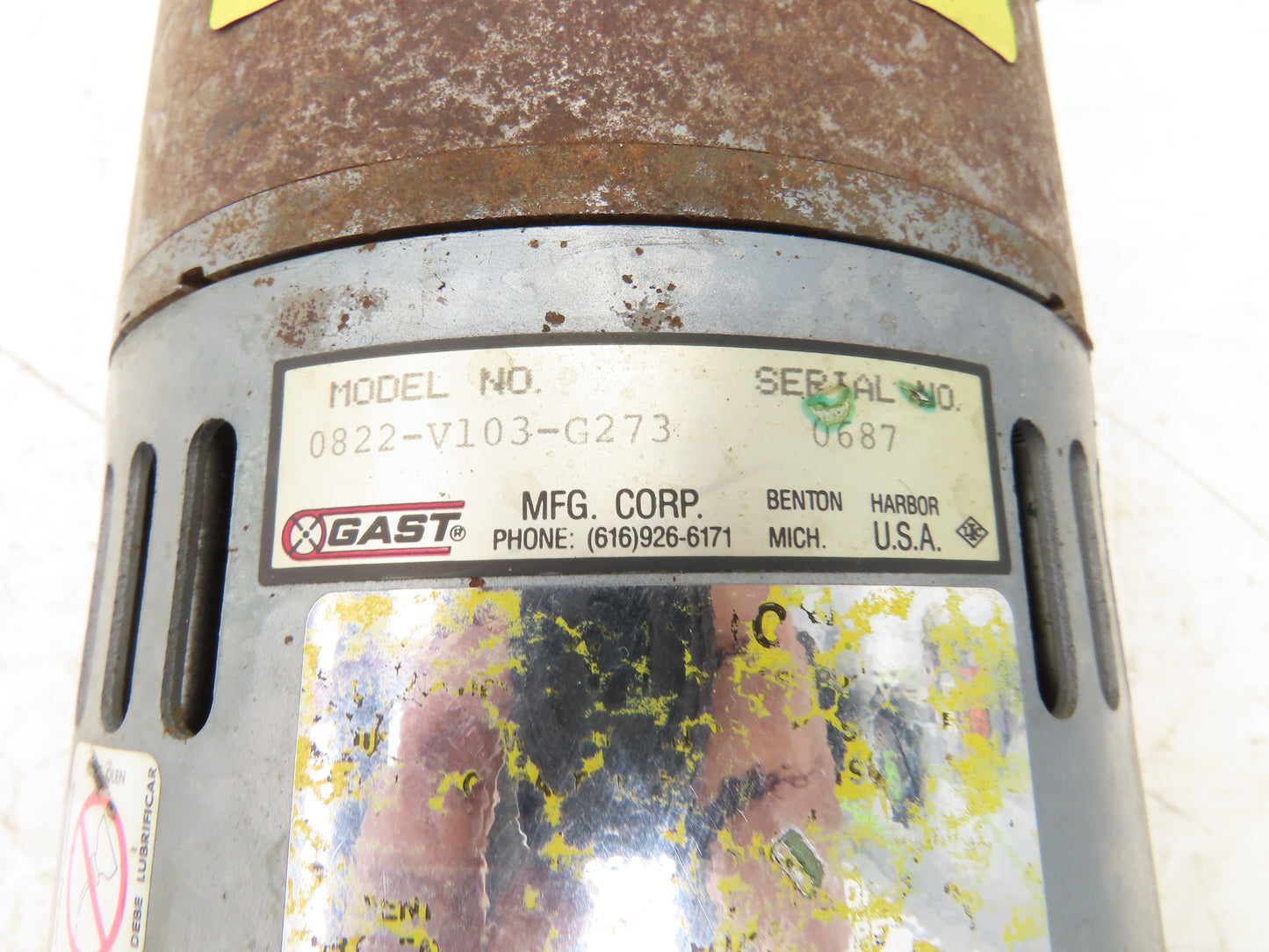 Gast Doerr 0822-V103-G273 Compressor Vacuum Pump 1/2Hp 230/460V 3PH 3/8"NPT