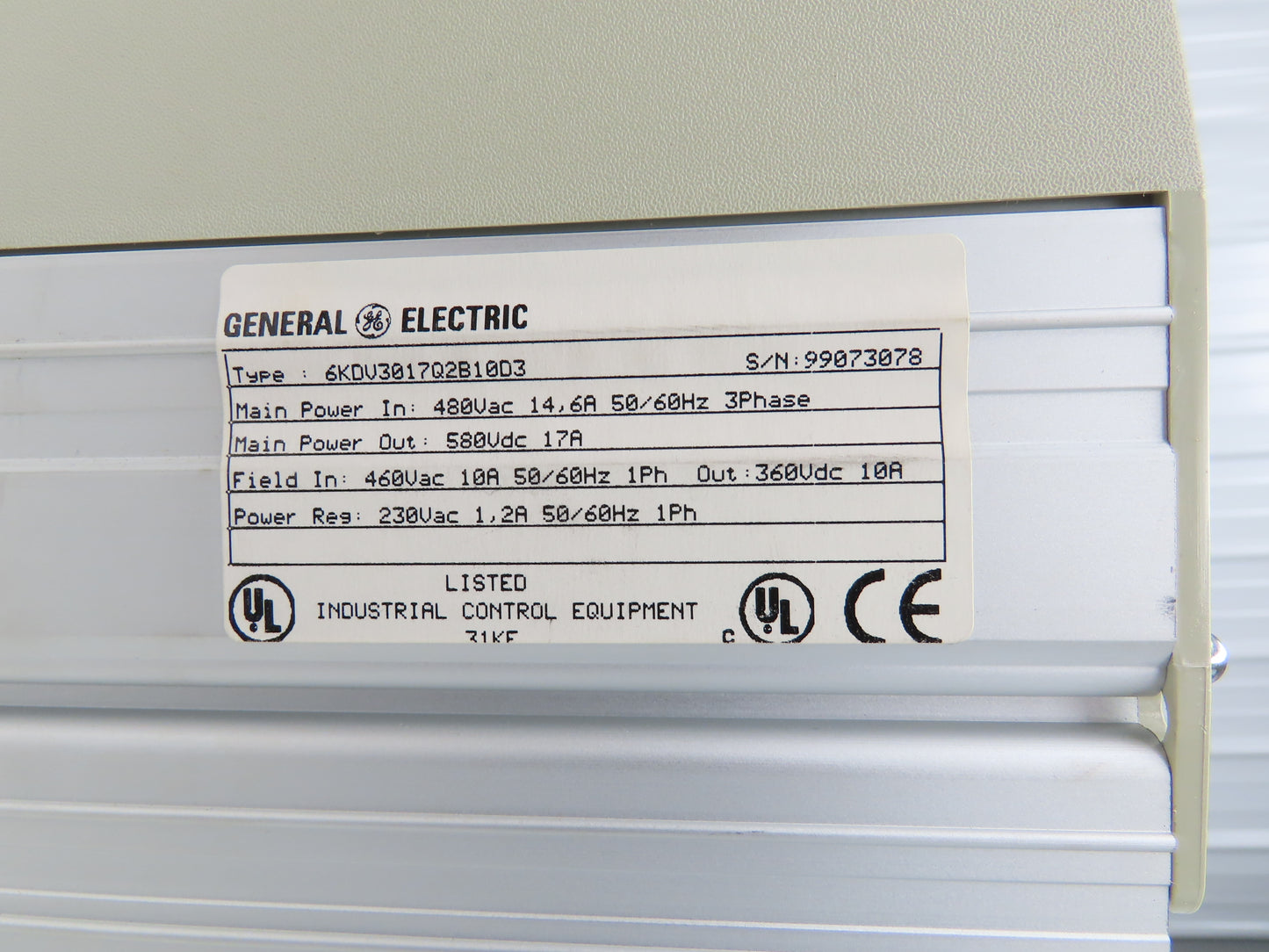 General Electric DV-300 DC Drive 480VAC 3Ph Input 580VDC Output