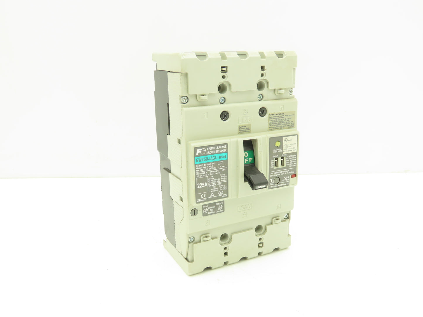 Fuji EW250JAGU-3P225 Earth Leakage Circuit Breaker 3-Pole 225A 100-440VAC